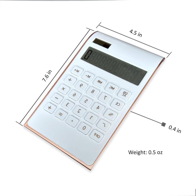 Benkaim Solar Gold Calculator Standard Function Desktop Calculator LCD 10-Digit Desktop Calculator for Office, Home (Rosegold) - Image 3